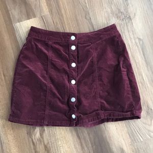 Burgundy velvet mini skirt!
